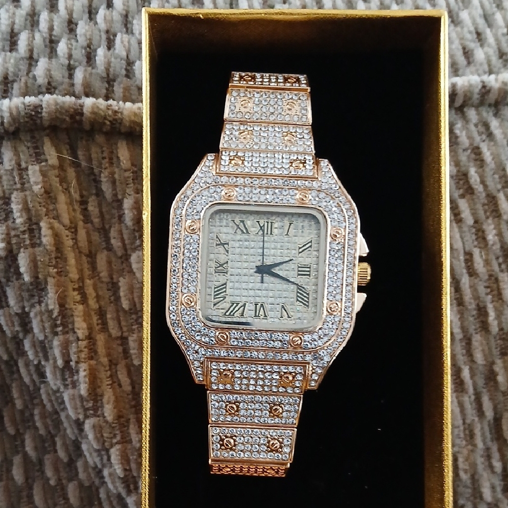 Gold and Silver Crystal-Embellished Watch
